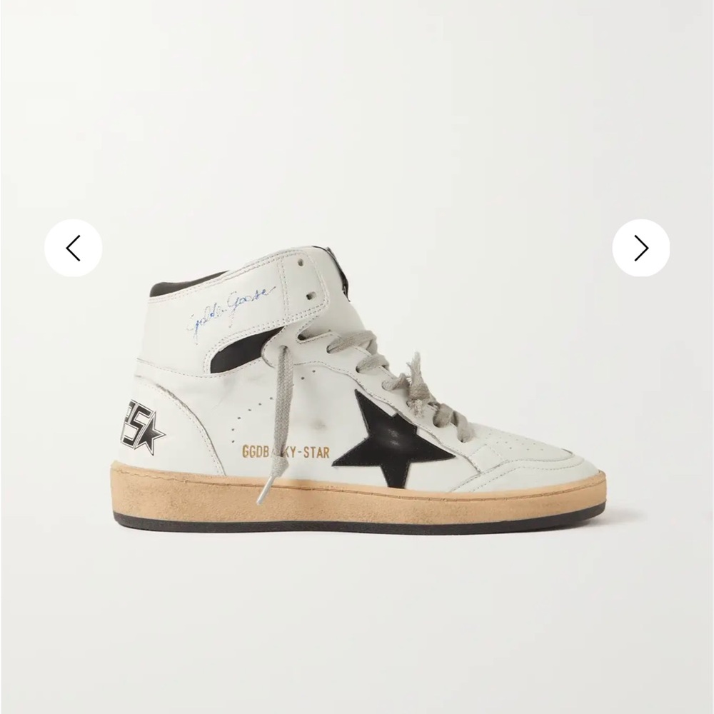 Sky-Star distressed printed leather high-top sneakers Size 37